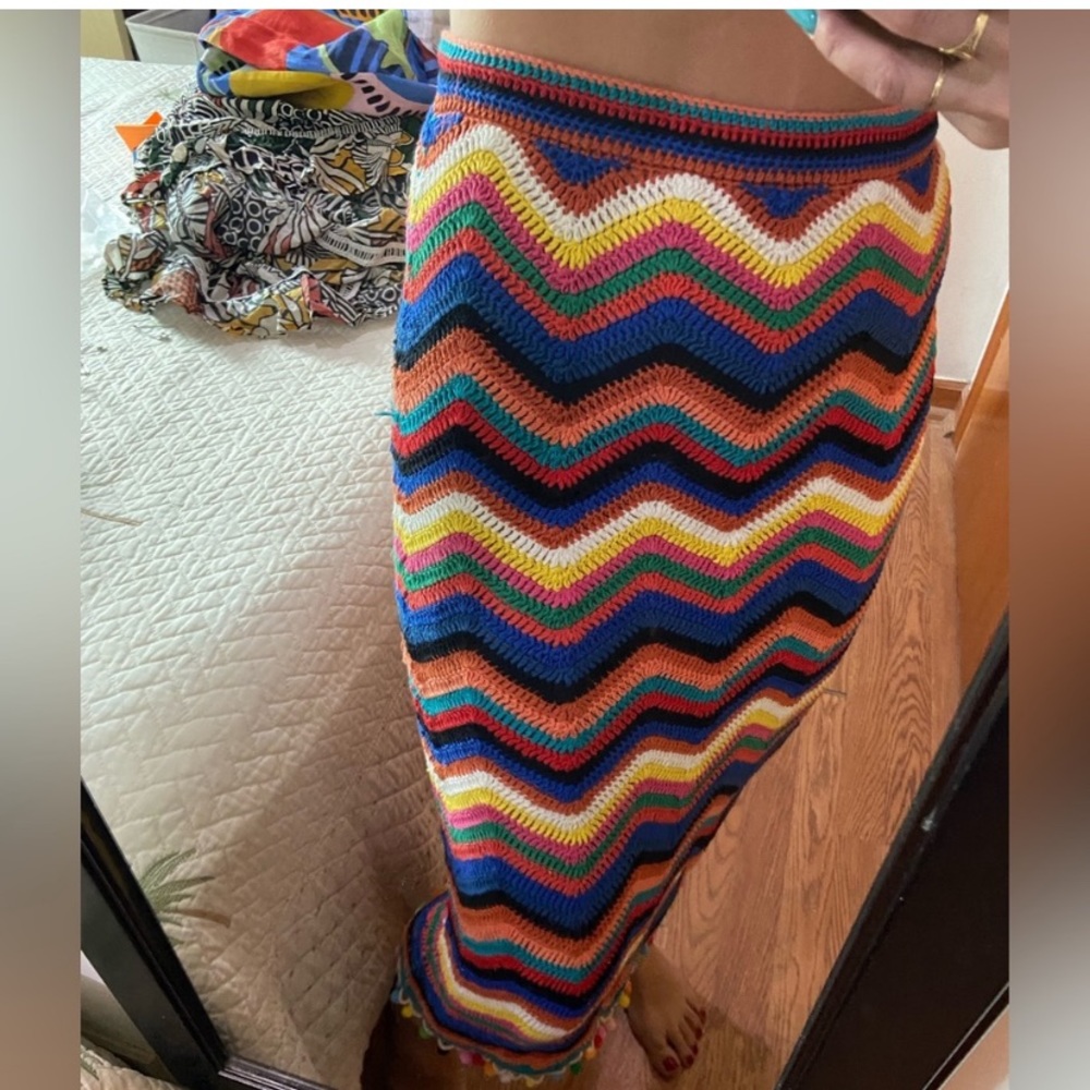 FARM Rio colorful crochet skirt